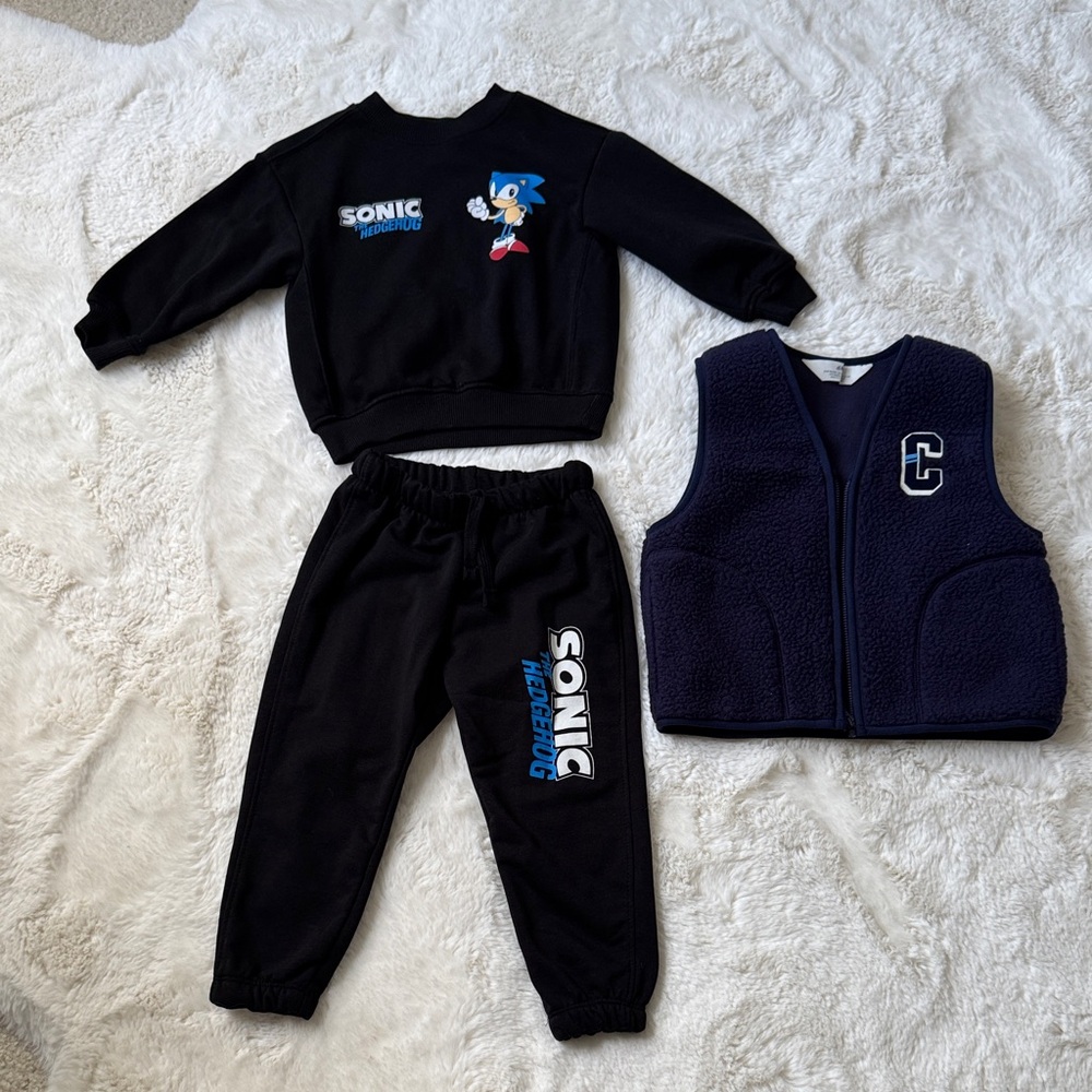 H&M Kids• Sonic • 3-Piece Set • Size 2–3Y • NEW WOT Excellent quality